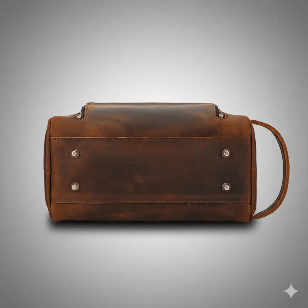 Grande trousse toilette cuir vache homme spacieuse