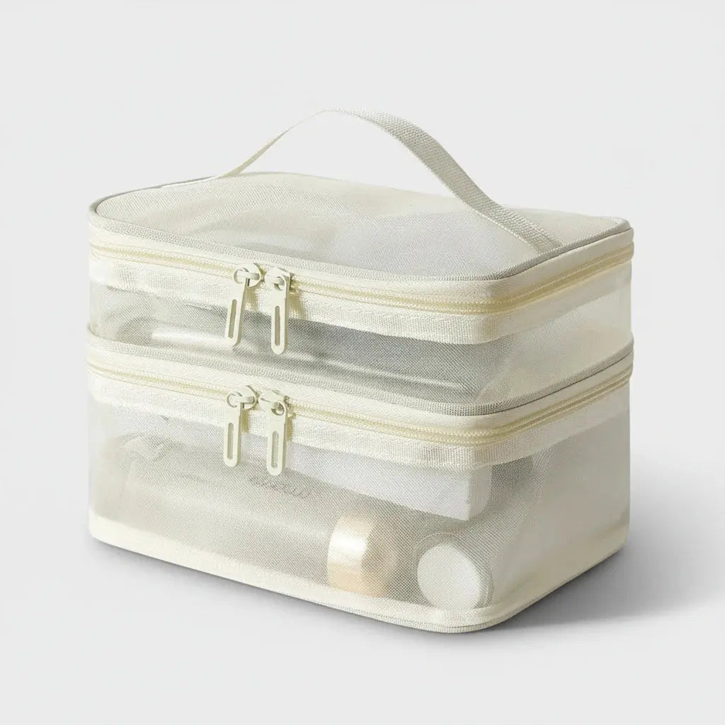 Trousse de toilette 2 étages mesh transparent