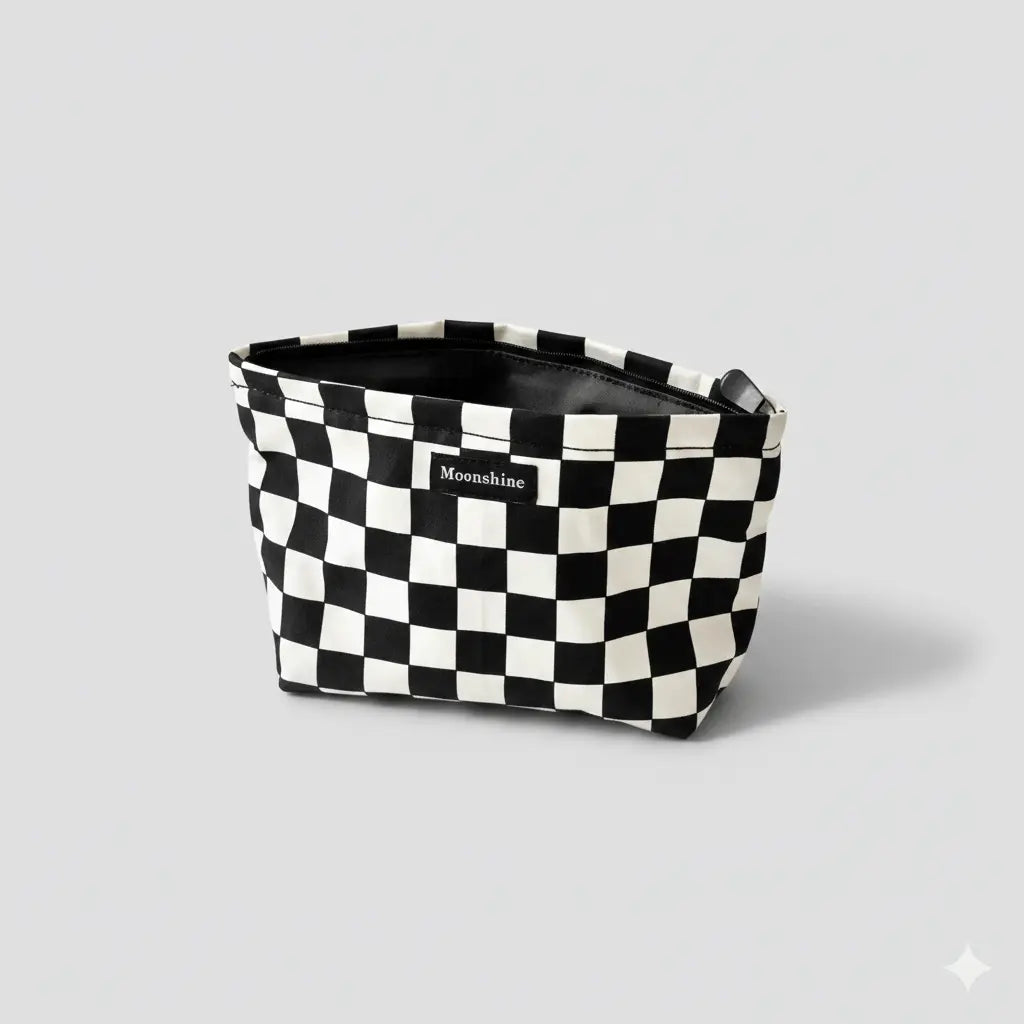 Trousse de toilette damier – Grande capacité & design moderne