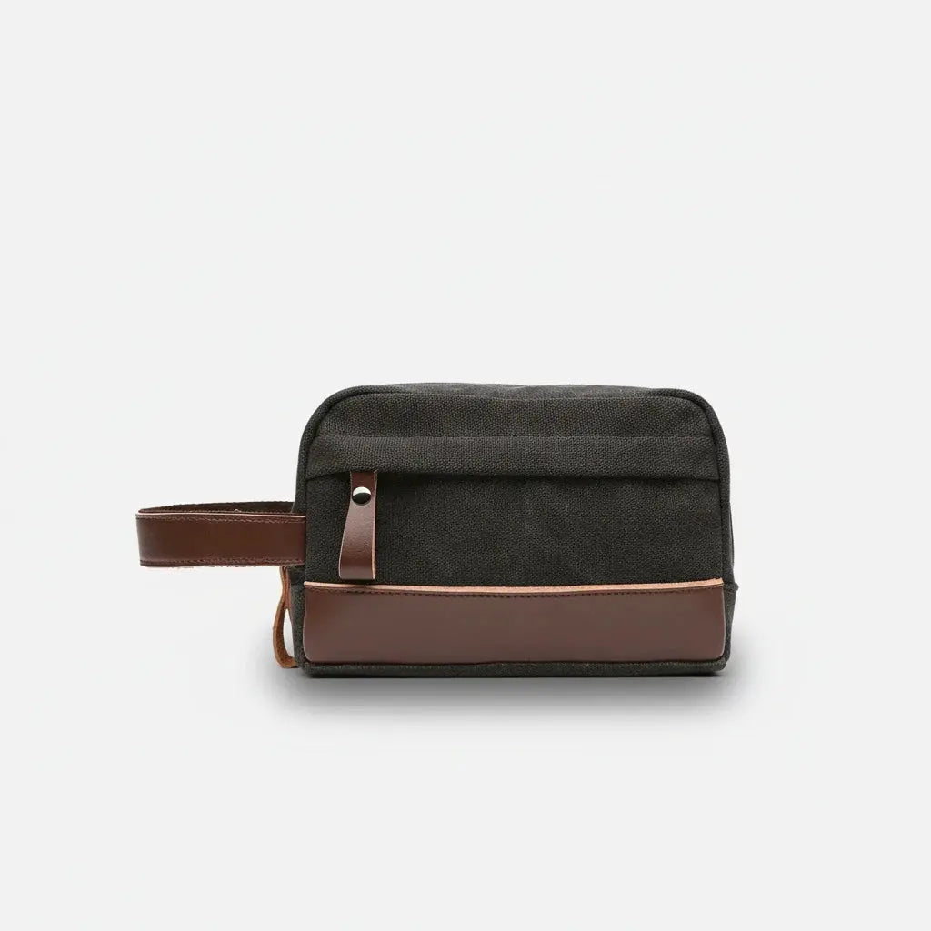Trousse de toilette homme toile et cuir vintage