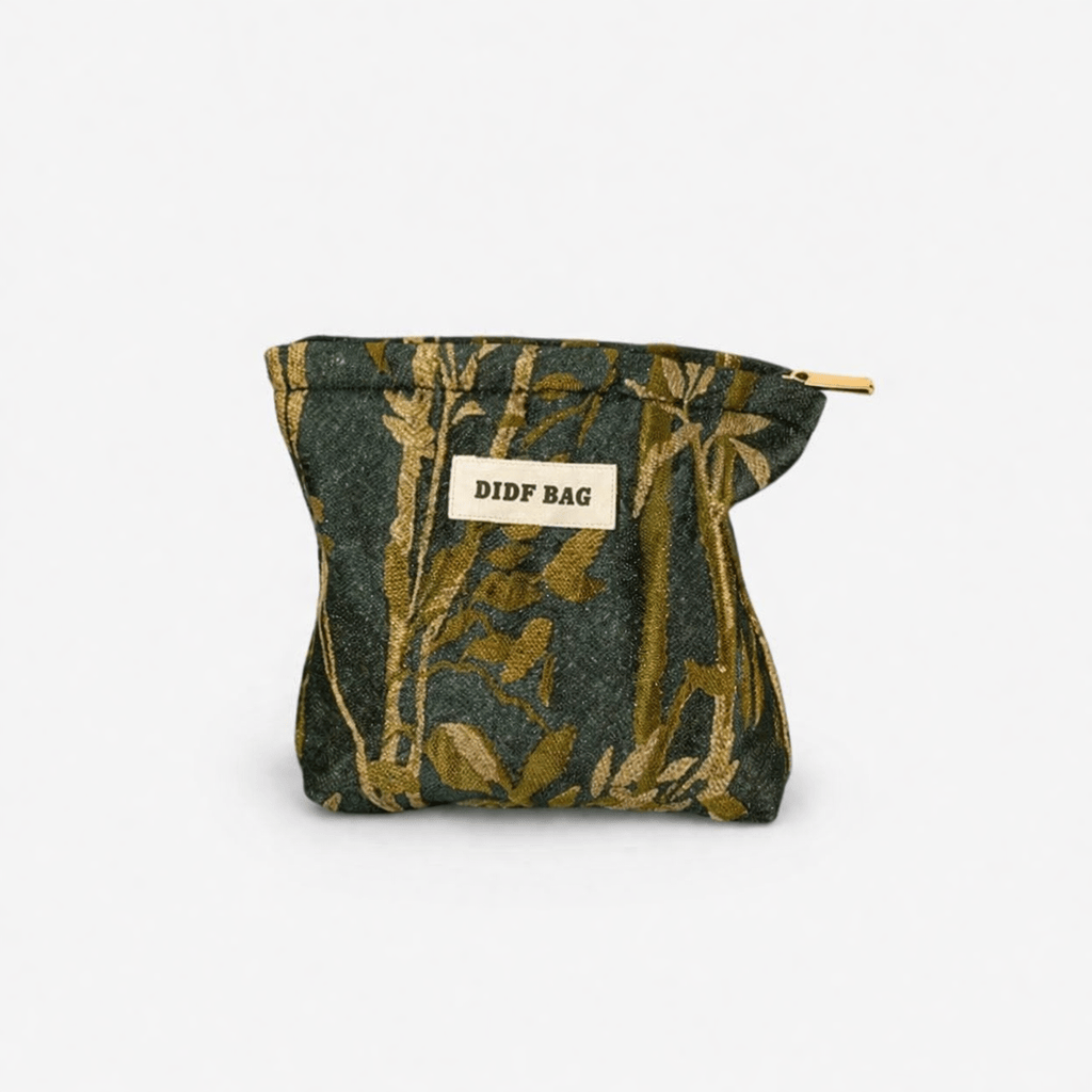 Trousse de toilette jacquard doré – grande capacité chic