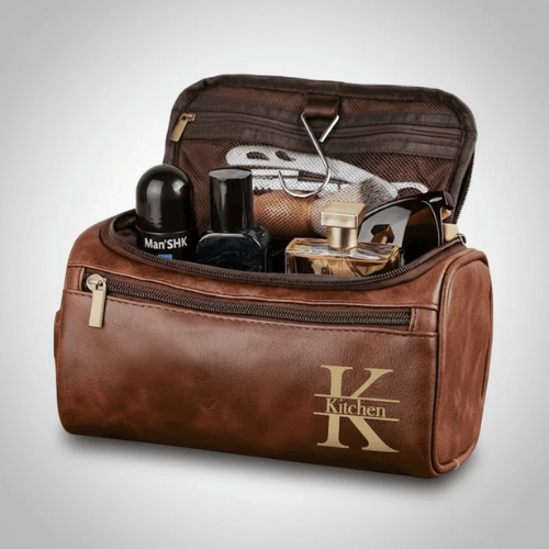 Trousse de toilette personnalisable homme – Cuir PU