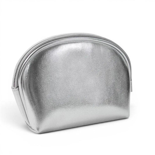 La Argva | Pochette Maquillage Clutch Simili Cuir Argentée