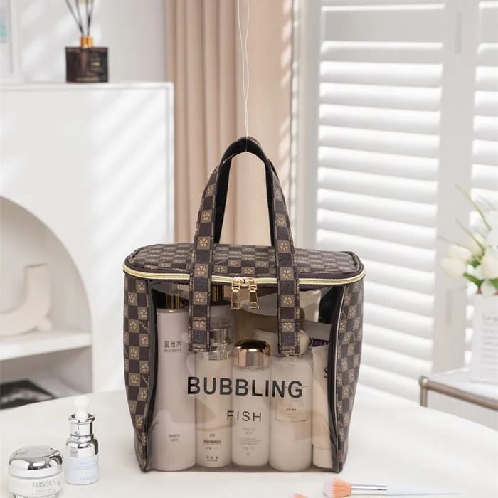 La Carvi | Grande Trousse de Toilette Femme PVC Carreaux
