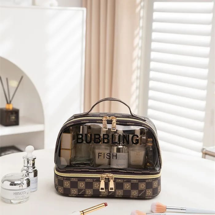 La Carvi | Grande Trousse de Toilette Femme PVC Carreaux