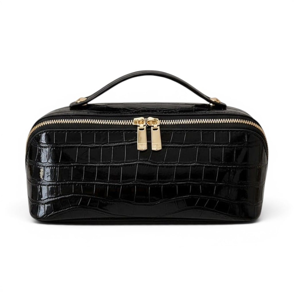 La Crova | Trousse de Toilette Femme - Simili Cuir Motif Croco