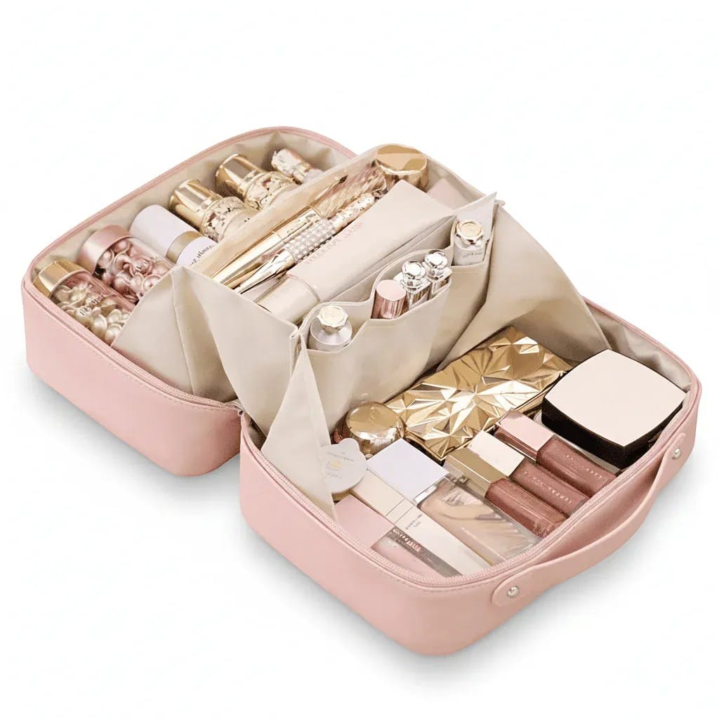 La Duzzi | Trousse Maquillage Cuir PU Double Zip Élégante