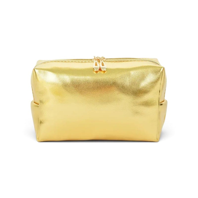 La Metalva | Pochette Maquillage Clutch Simili Cuir Métallisé - Argent & Or