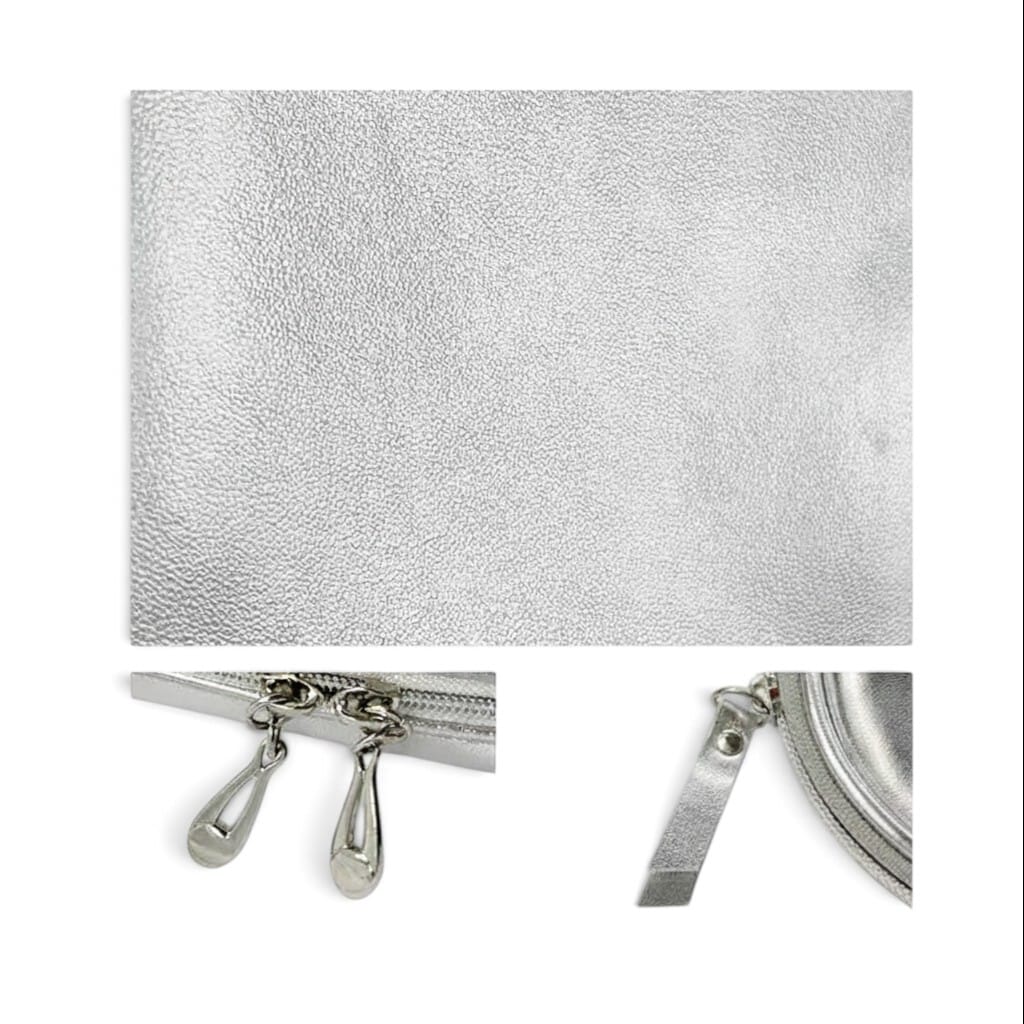 La Metalva | Pochette Maquillage Clutch Simili Cuir Métallisé - Argent & Or