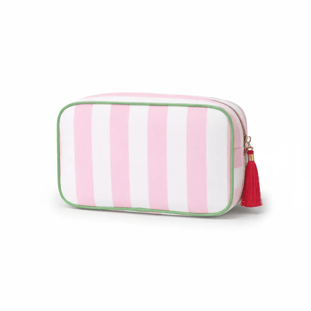 La Righo | Trousse Toilette Personnalisable Rayures Pompon