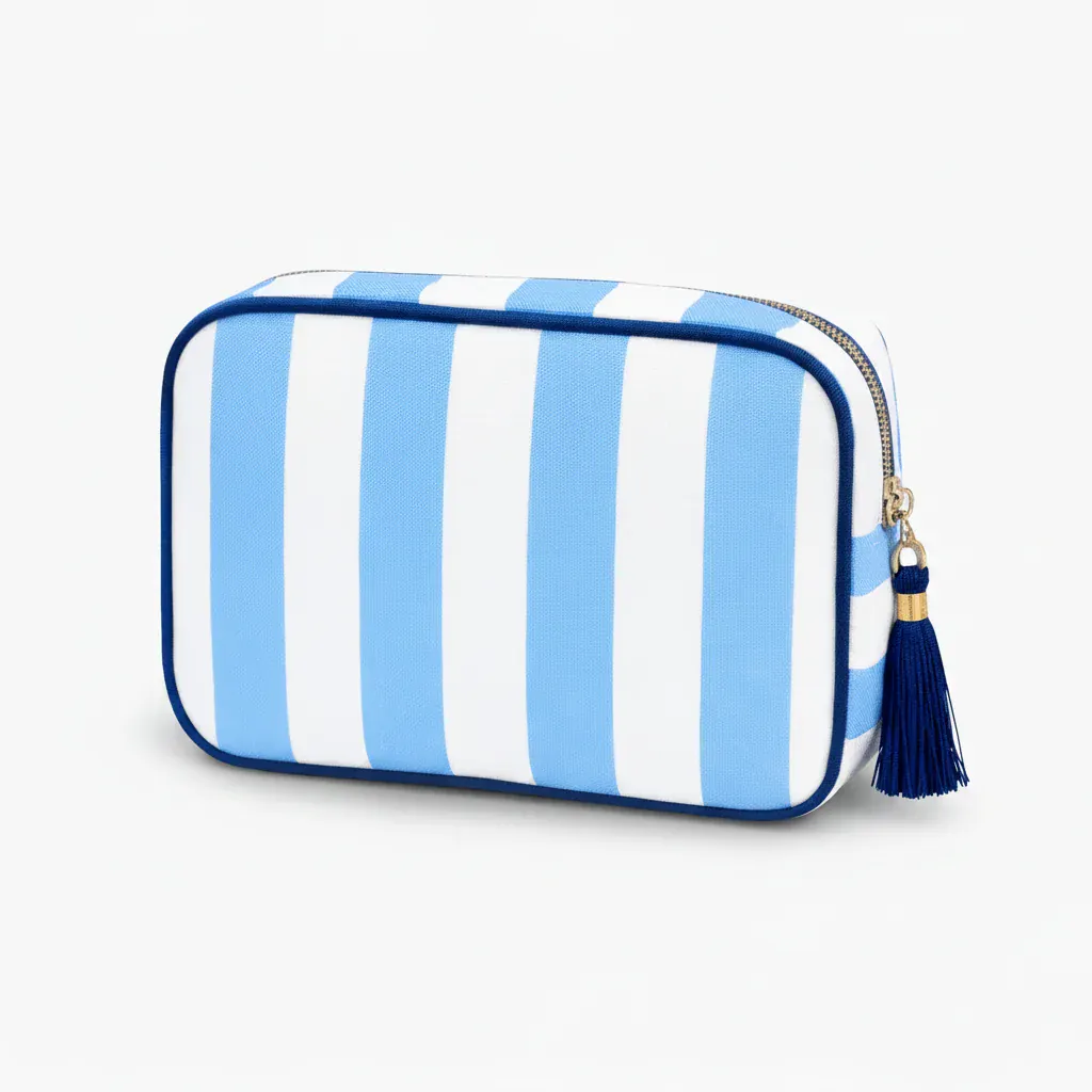 La Righo | Trousse Toilette Personnalisable Rayures Pompon