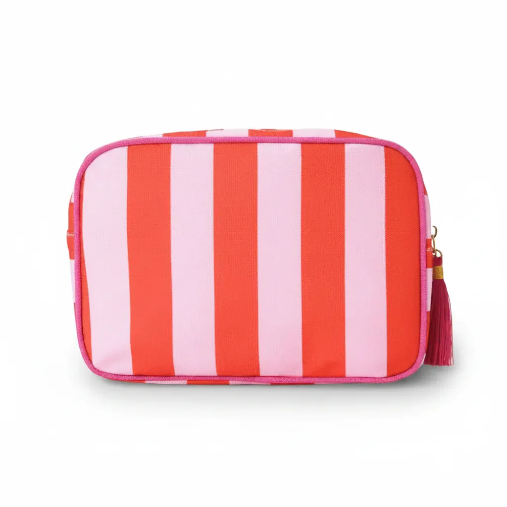 La Righo | Trousse Toilette Personnalisable Rayures Pompon