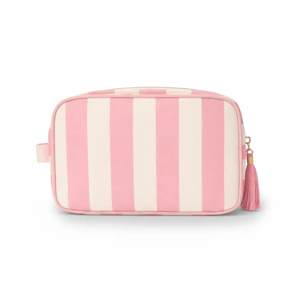 La Righo | Trousse Toilette Personnalisable Rayures Pompon