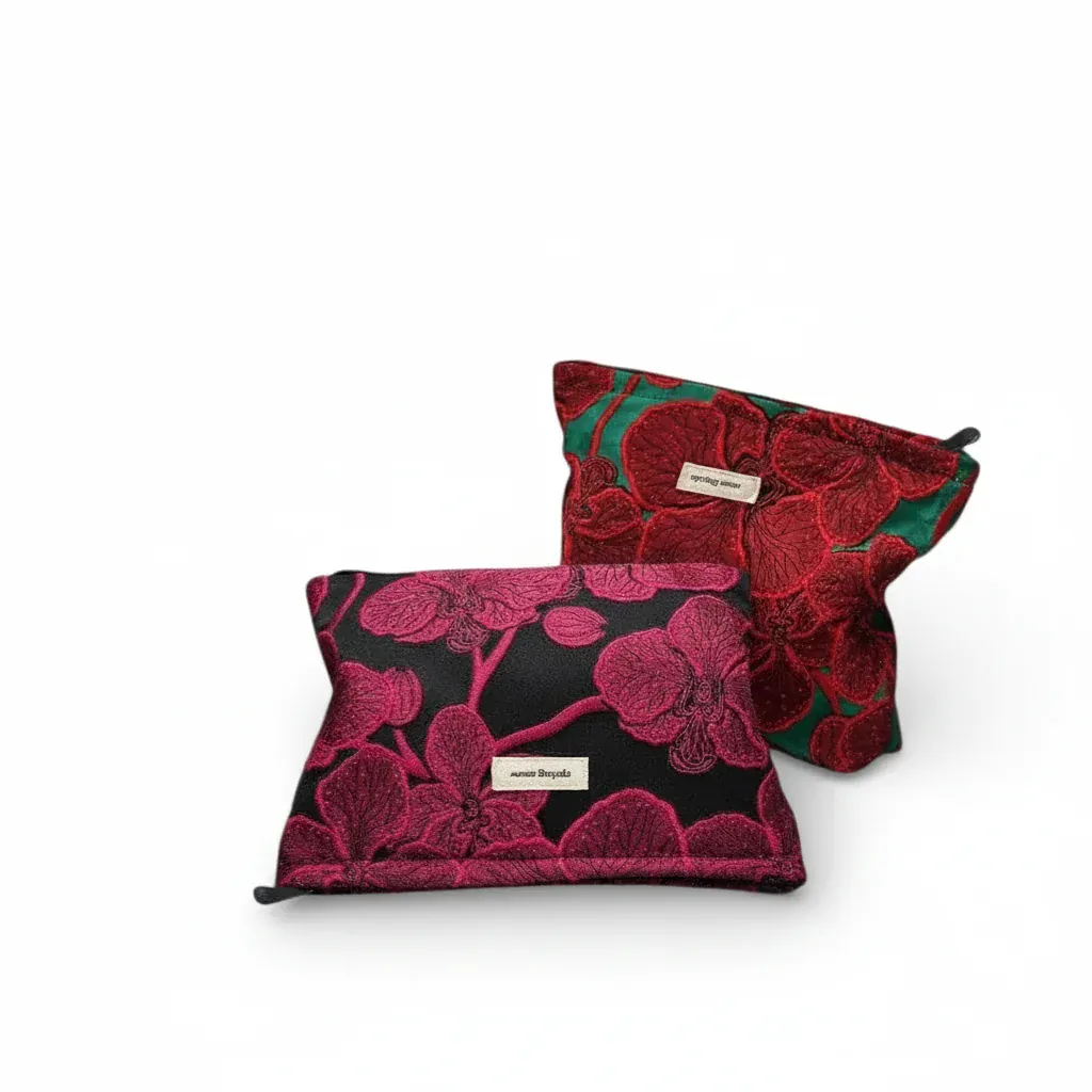 La Rosvi | Trousse Enfant Toile Fleurs Rouges