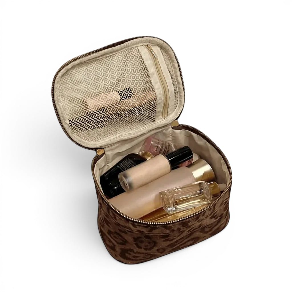 La Sueda | Trousse Maquillage Suède Vintage Grande Capacité