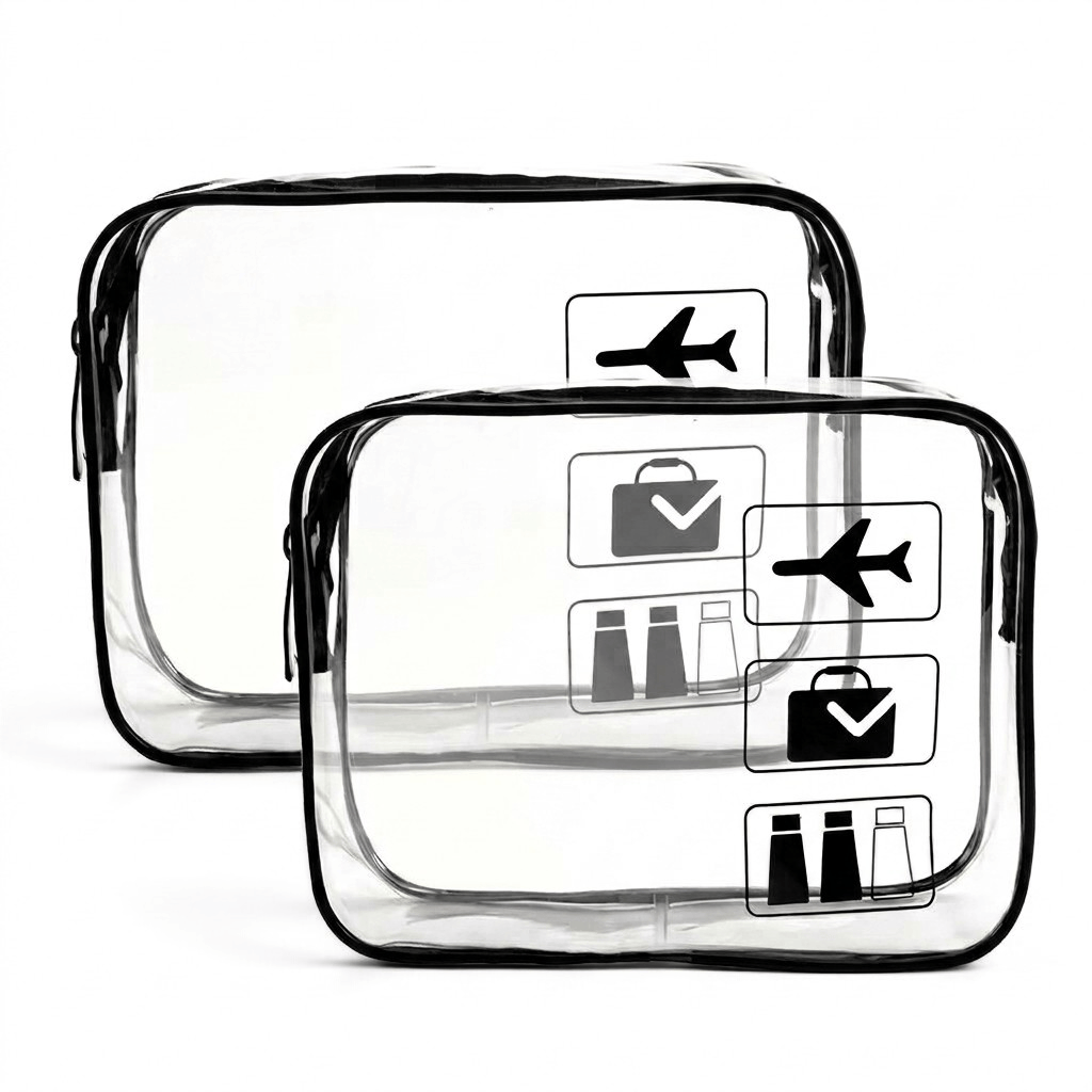 LA TSAVA | TROUSSE DE TOILETTE VOYAGE TRANSPARENTE TSA — LOT DE 2