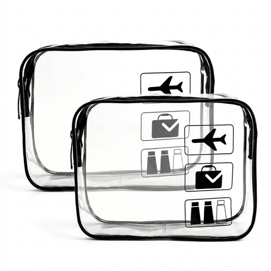 LA TSAVA | TROUSSE DE TOILETTE VOYAGE TRANSPARENTE TSA — LOT DE 2
