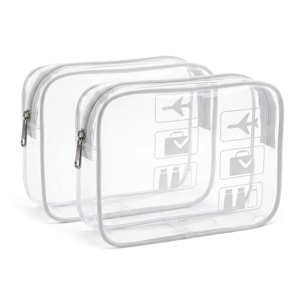 LA TSAVA | TROUSSE DE TOILETTE VOYAGE TRANSPARENTE TSA — LOT DE 2