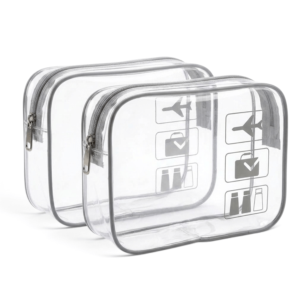 LA TSAVA | TROUSSE DE TOILETTE VOYAGE TRANSPARENTE TSA — LOT DE 2
