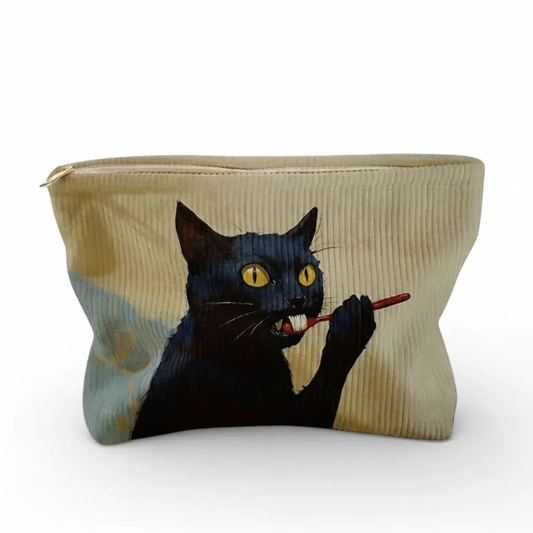 La Velchi | Trousse Enfant Chat Noir Velours Côtelé