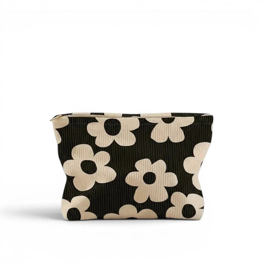 La Velvi | Trousse de Toilette Femme Velours Fleurs Blanches