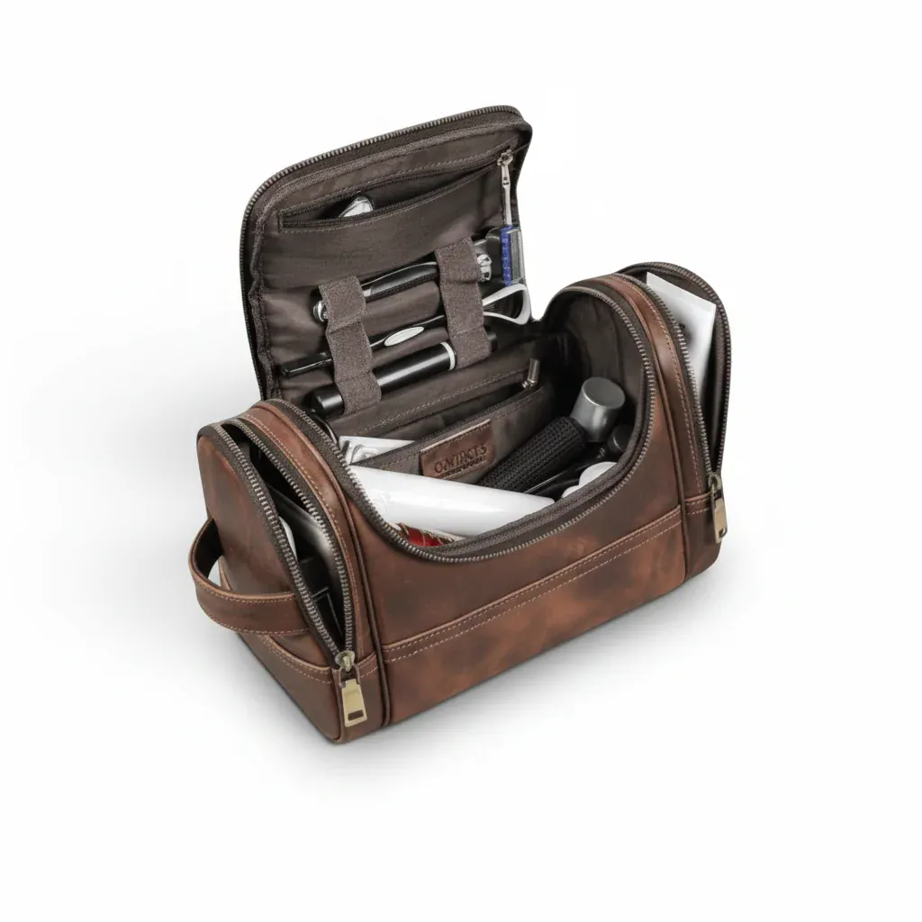 Le Brento | Trousse Homme Cuir Crazy Horse Grande Capacité
