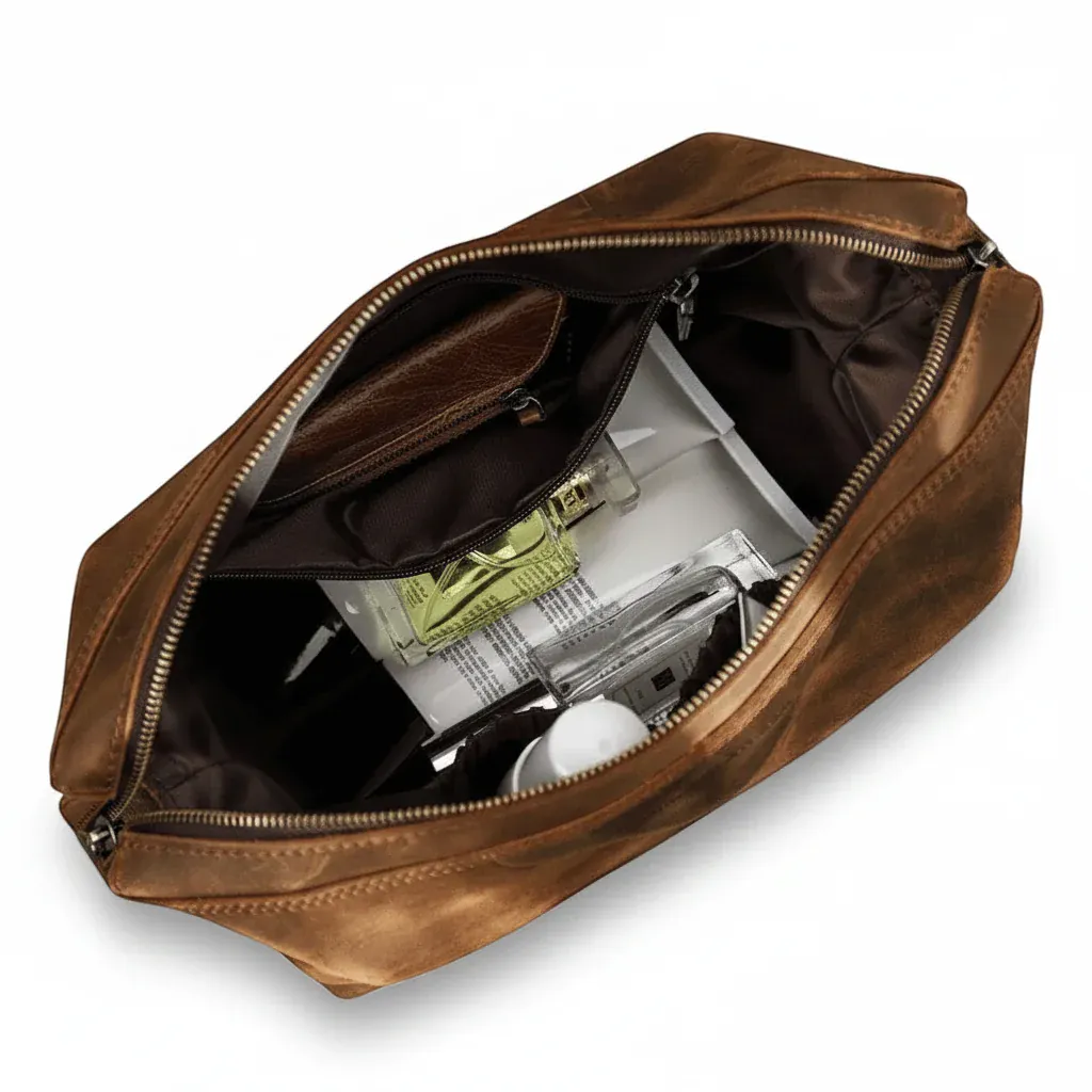 Le Cranto | Trousse Homme Cuir Crazy Horse 3 Compartiments