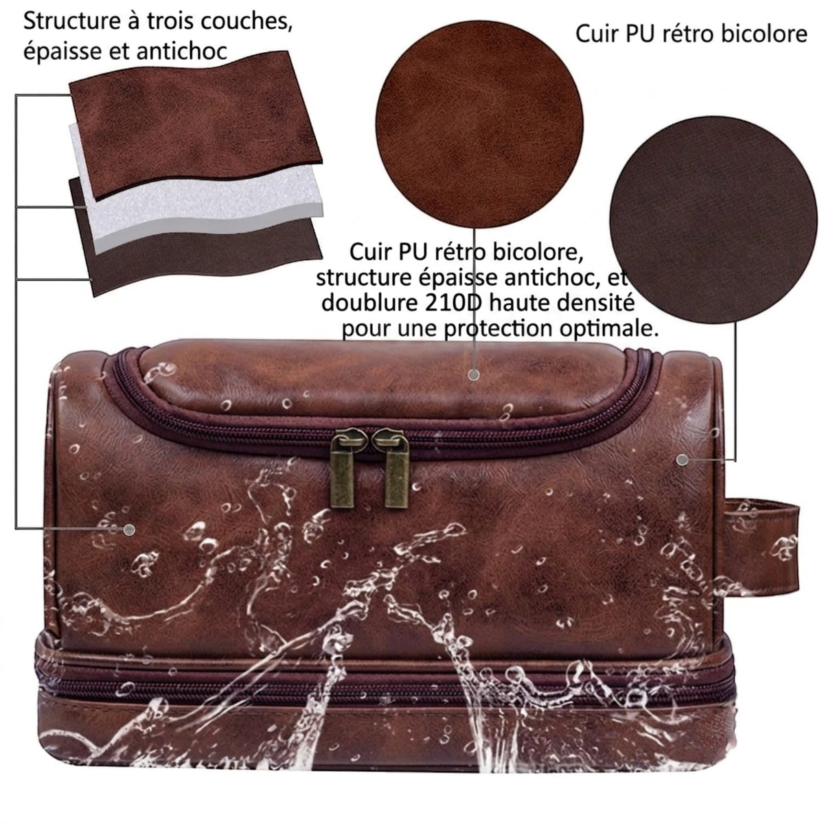 Le Pendo | Grande Trousse de Toilette Homme Simili Cuir