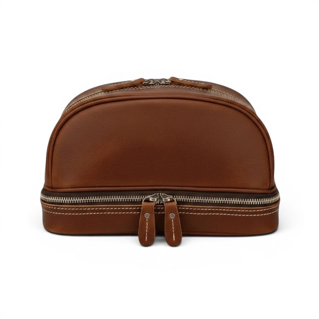 Le Rotondo | Trousse Homme Cuir de Vache Forme Arrondie Double Zip