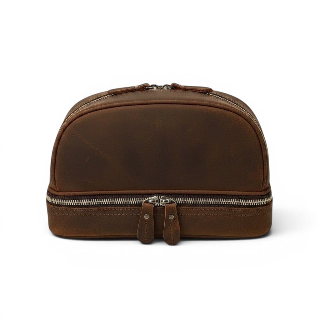 Le Rotondo | Trousse Homme Cuir de Vache Forme Arrondie Double Zip