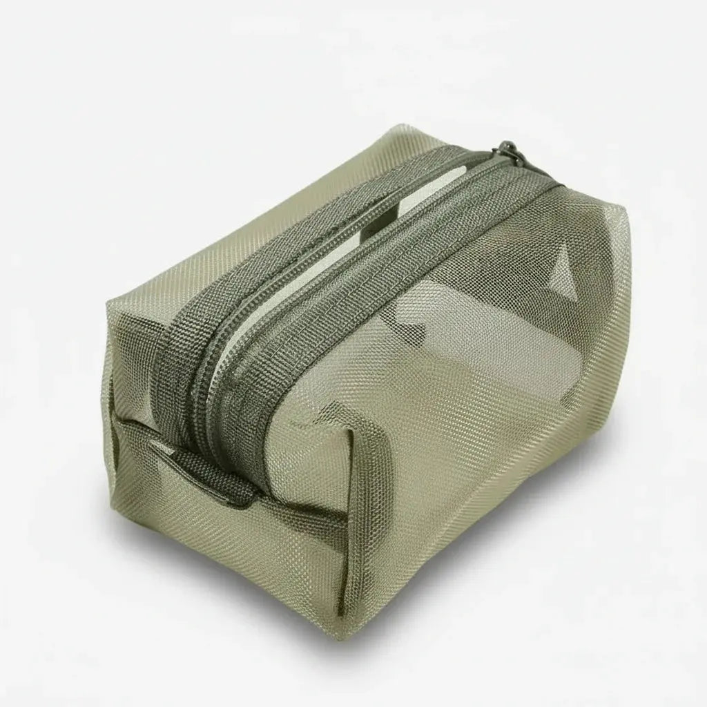 Mini trousse de toilette nylon en mesh transparent