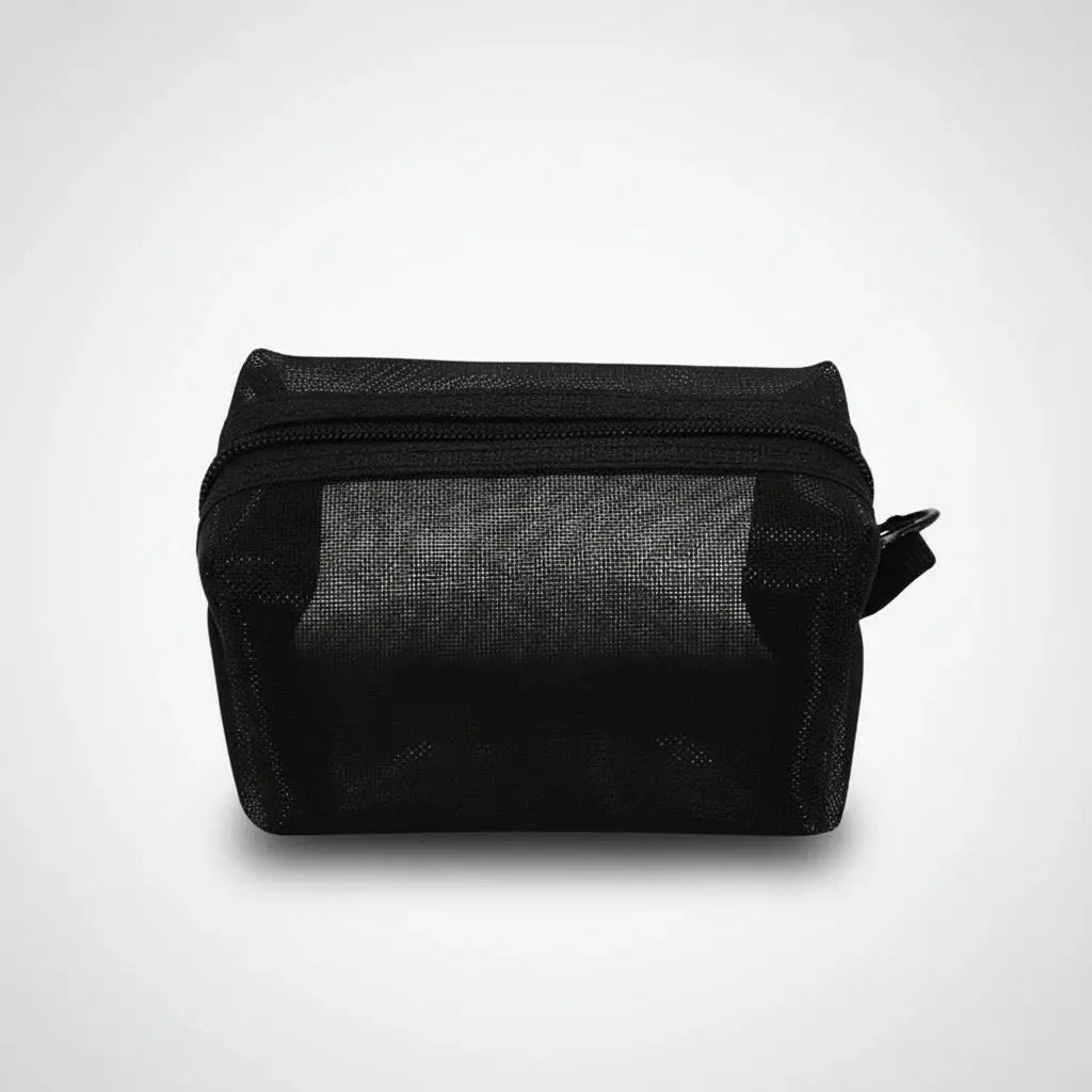 Mini trousse de toilette nylon en mesh transparent