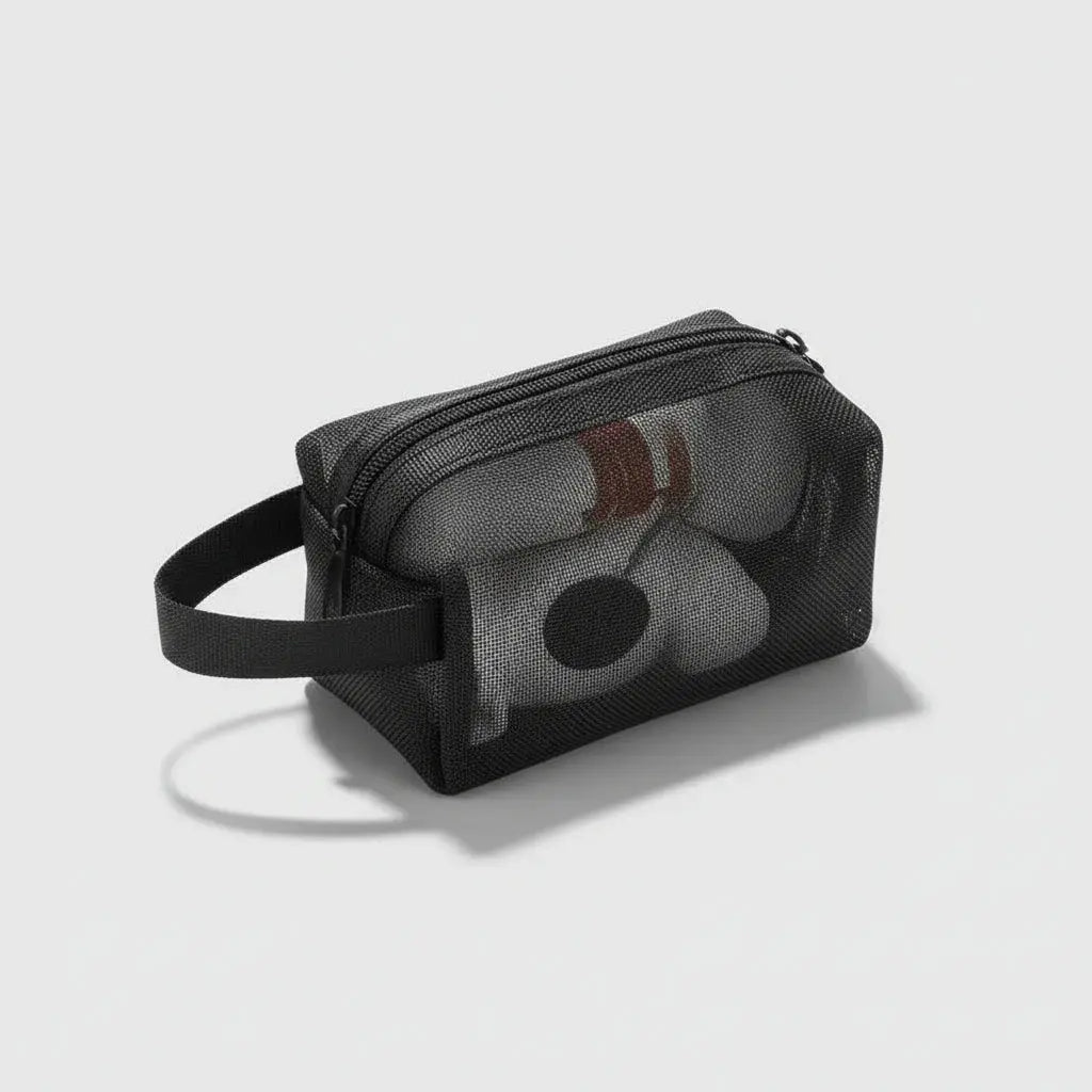 Mini trousse de toilette nylon en mesh transparent