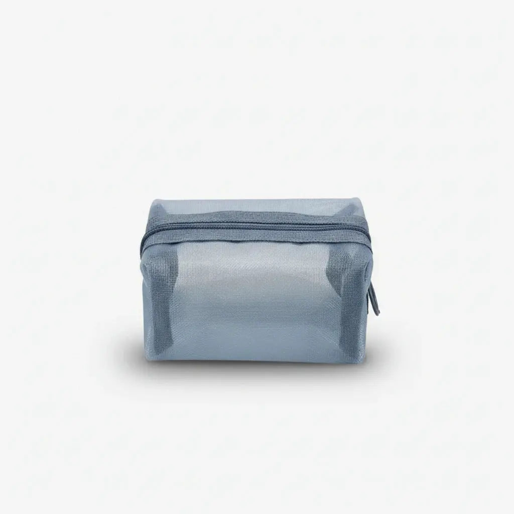 Mini trousse de toilette nylon en mesh transparent