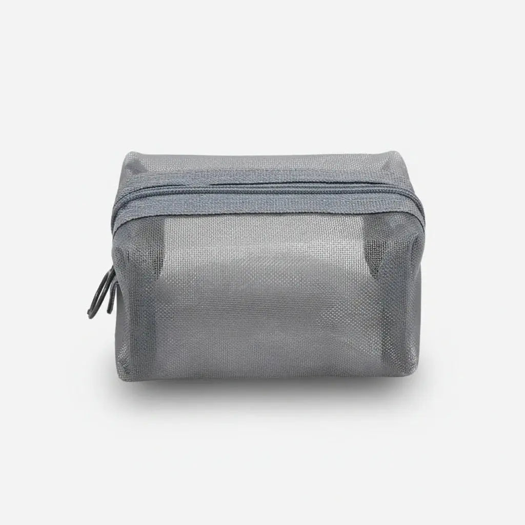 Mini trousse de toilette nylon en mesh transparent