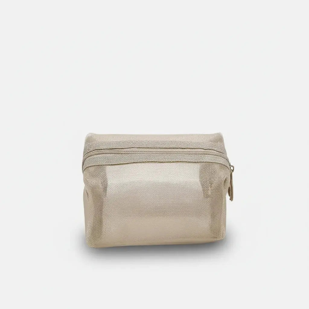 Mini trousse de toilette nylon en mesh transparent
