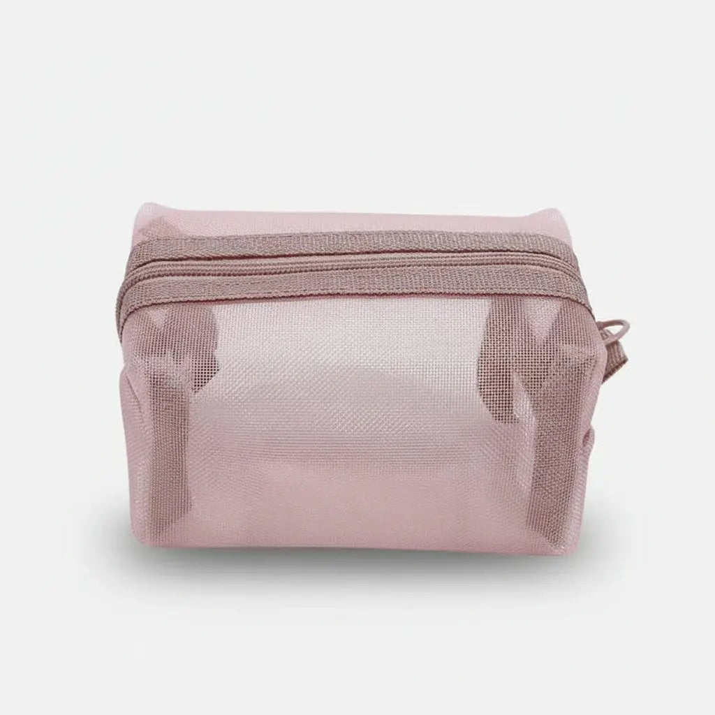 Mini trousse de toilette nylon en mesh transparent