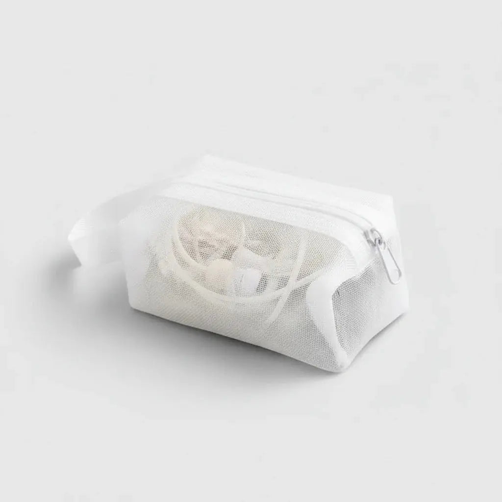 Mini trousse de toilette nylon en mesh transparent