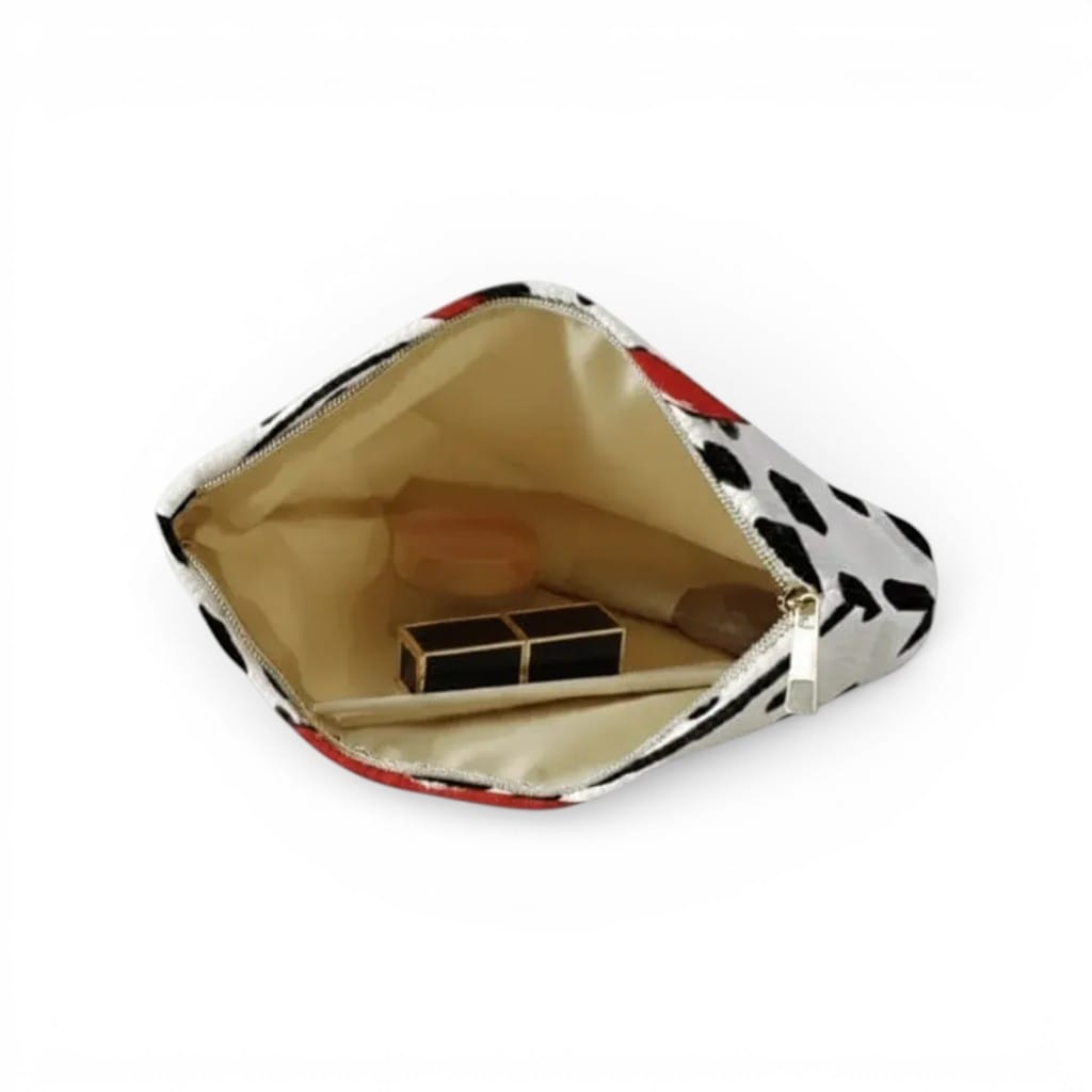 Pochette Maquillage Velours Côtelé Motif Lèvres | LA LABRA — TrousseUp