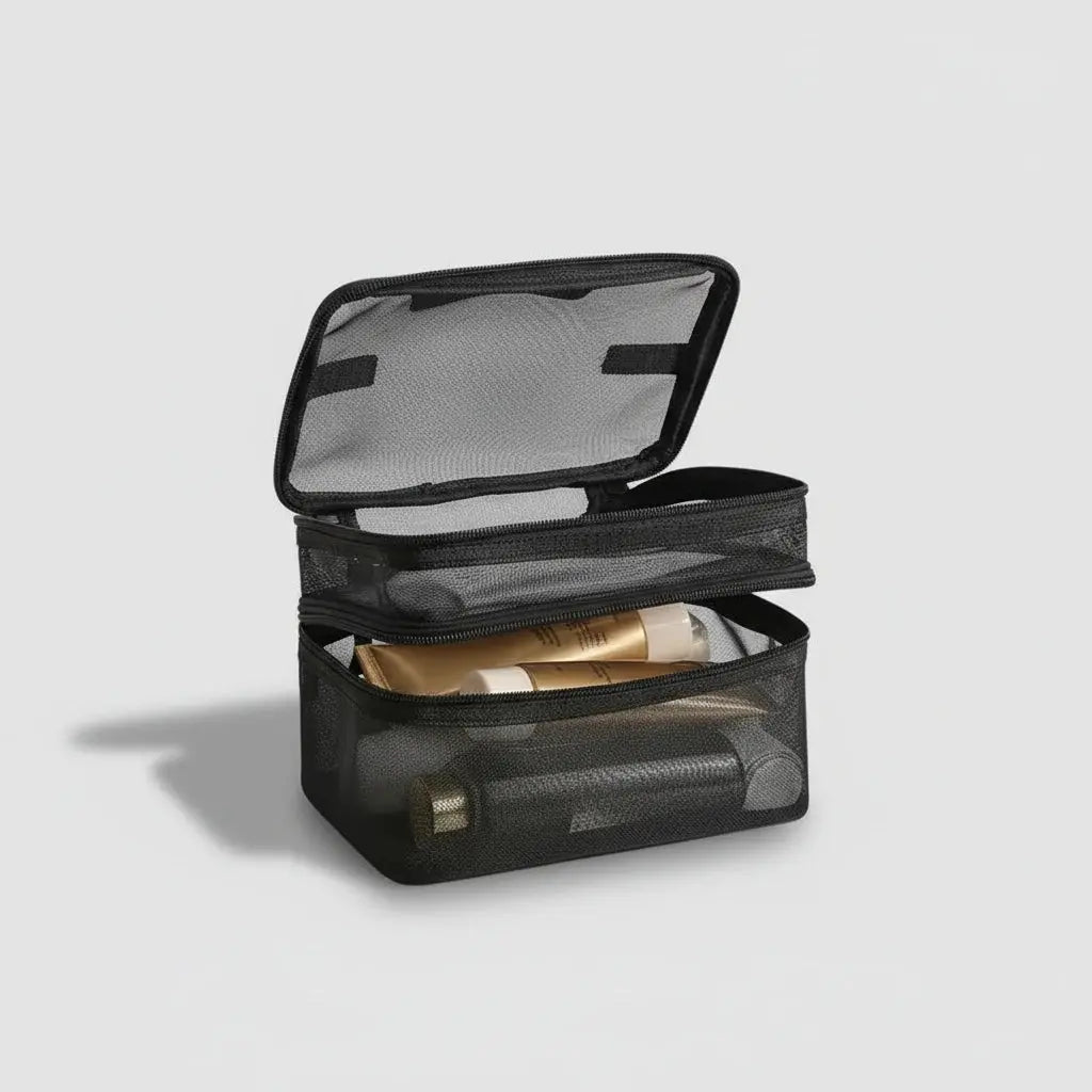 Trousse de toilette 2 étages mesh transparent