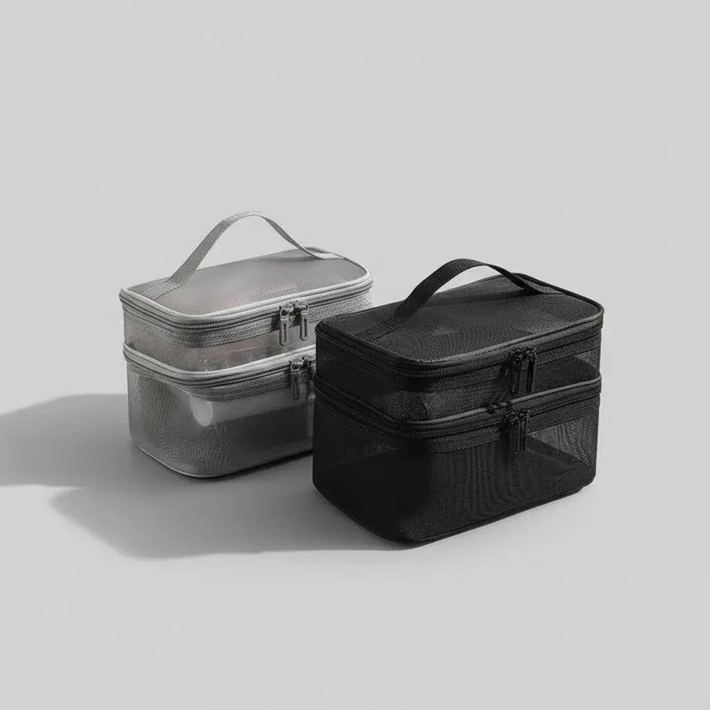 Trousse de toilette 2 étages mesh transparent