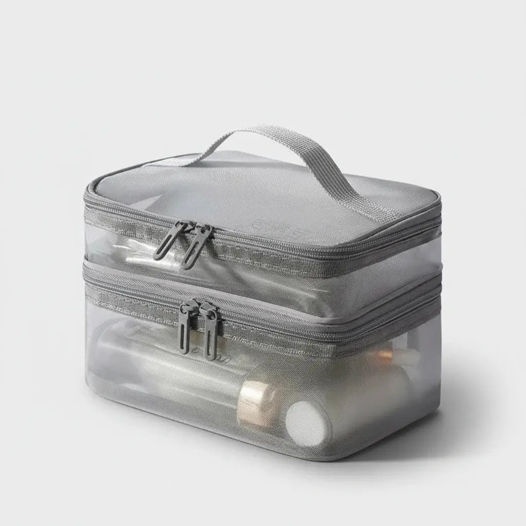 Trousse de toilette 2 étages mesh transparent
