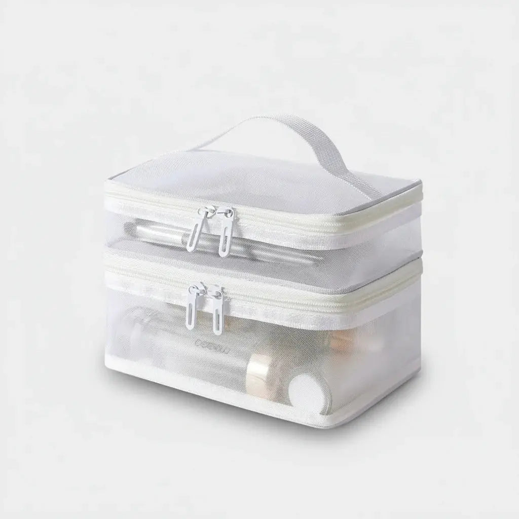 Trousse de toilette 2 étages mesh transparent