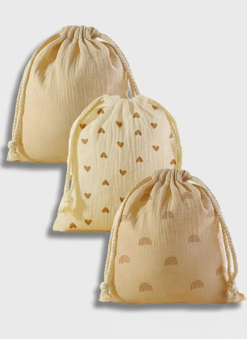 Trousse de toilette bébé | Pochette poussette coton 3 pièces