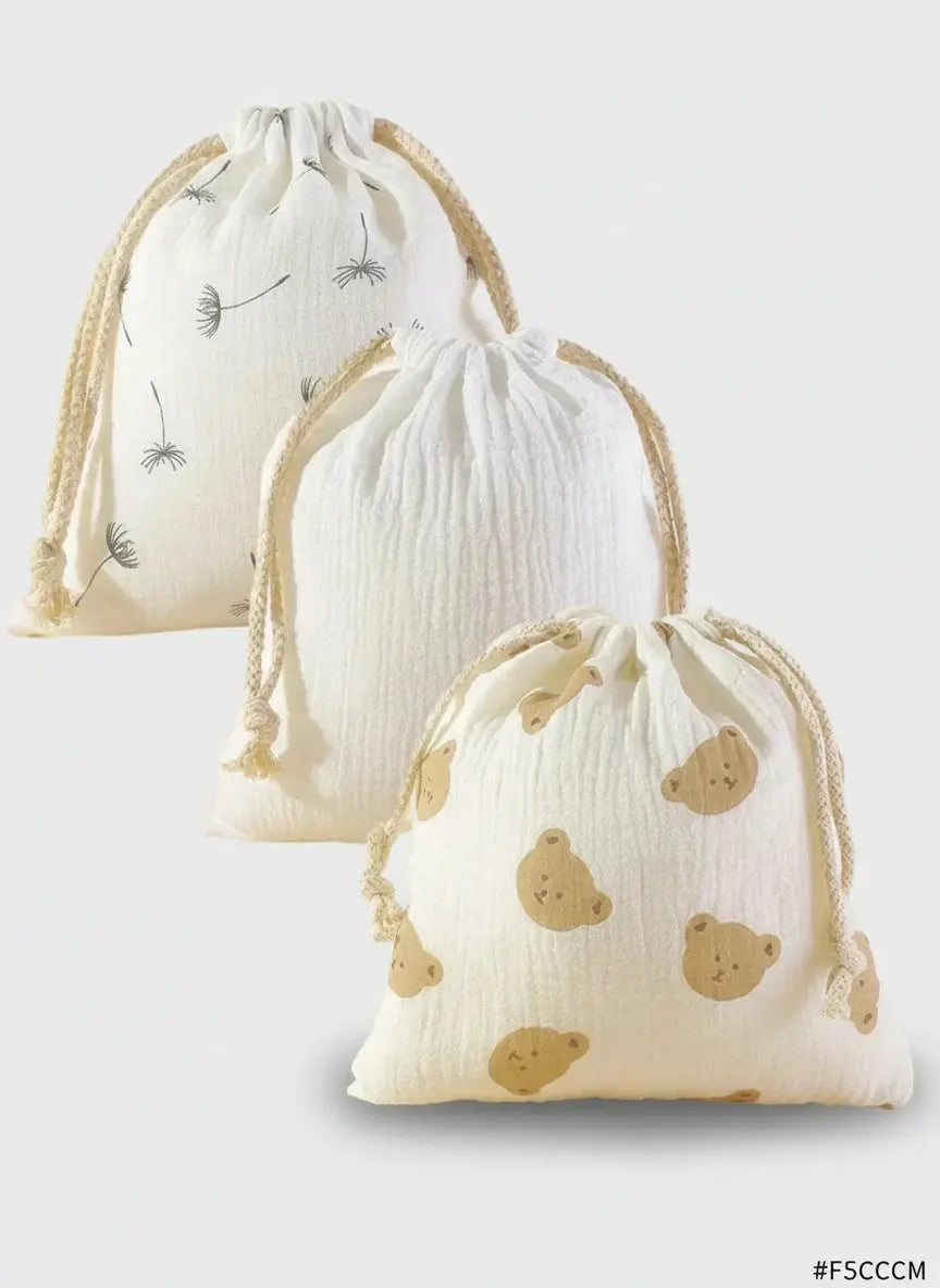 Trousse de toilette bébé | Pochette poussette coton 3 pièces