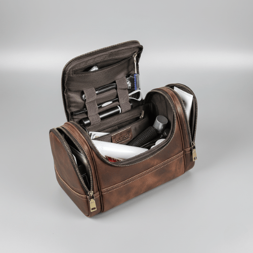 Trousse de toilette cuir homme – Crazy Horse-personnalisable