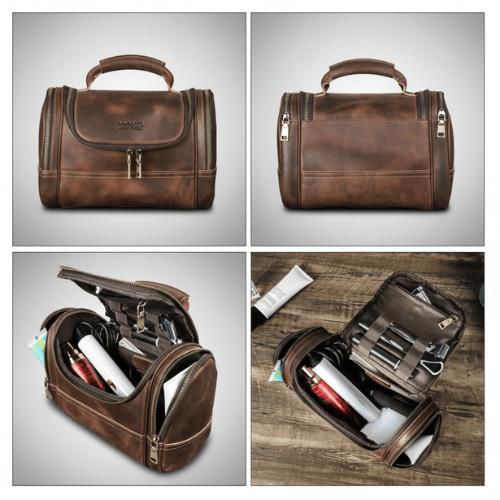 Trousse de toilette cuir homme – Crazy Horse-personnalisable
