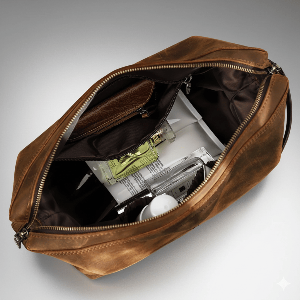 Trousse de toilette cuir homme personnalisable – Cuir Crazy Horse