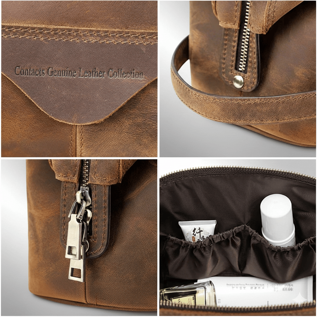 Trousse de toilette cuir homme personnalisable – Cuir Crazy Horse