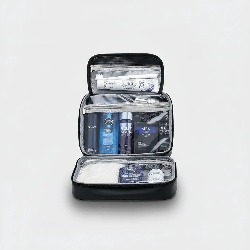 Trousse de toilette cuir PU suspendue homme – Étanche